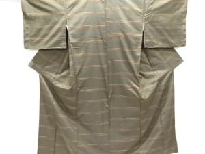 横段織り出し手織り紬着物